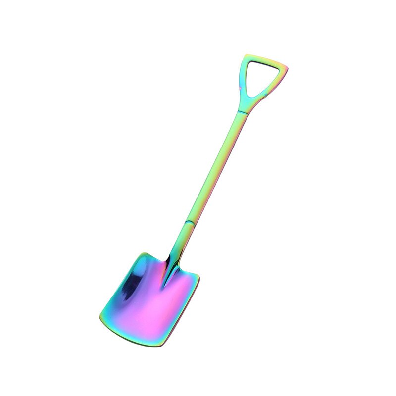 Cuchara de Metal para helado en forma de pala, para té, postre para el té de la tarde, mango largo, herramienta de cocina, 3 colores, 1 ud.: Colorful A