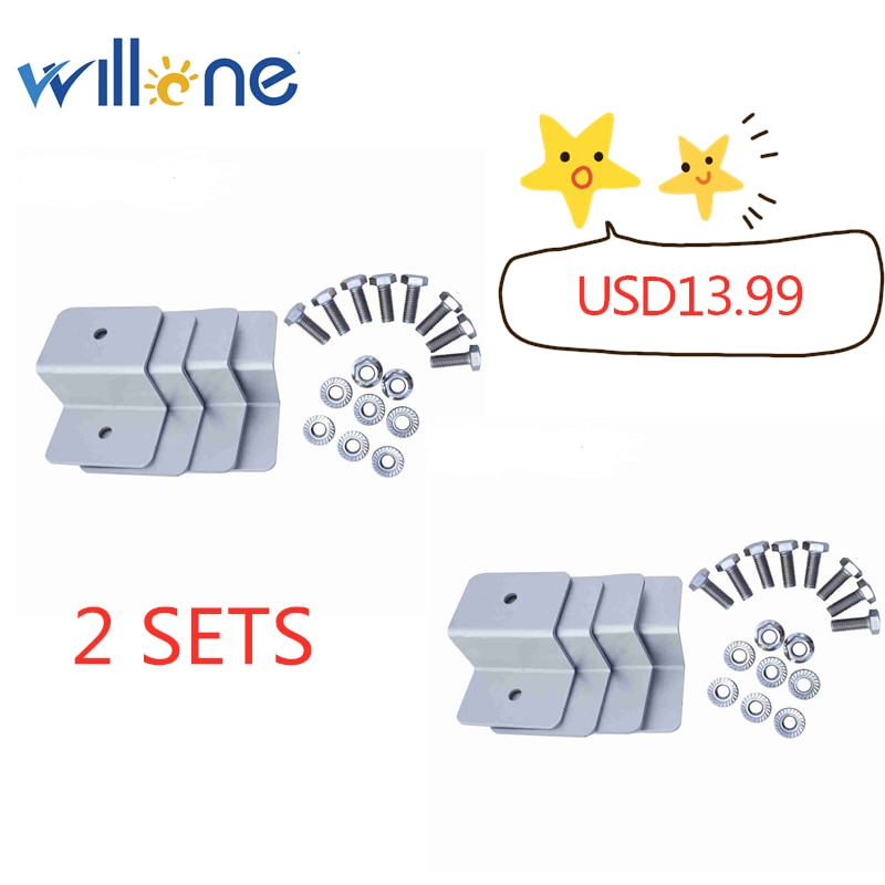 Willone 2 sets Zonnepaneel Z Beugel Mount Montage Set RV Boot Off Grid