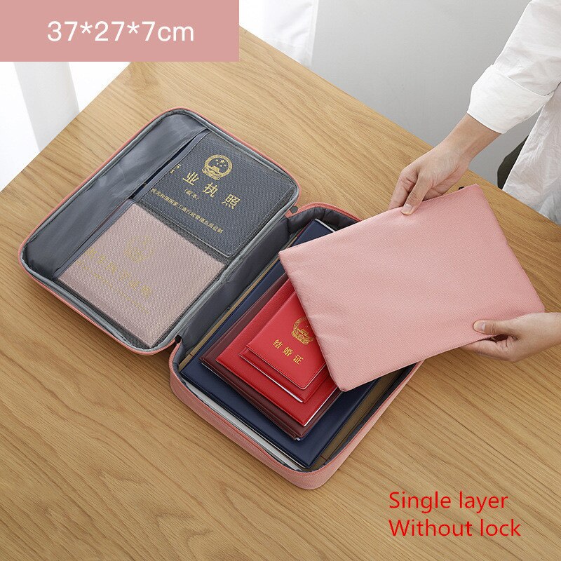 Multifunctional Document Storage Bag Men's Women's Briefcase Id Package Passport Handbags Office Business Pouch Accessories Item: B Pink