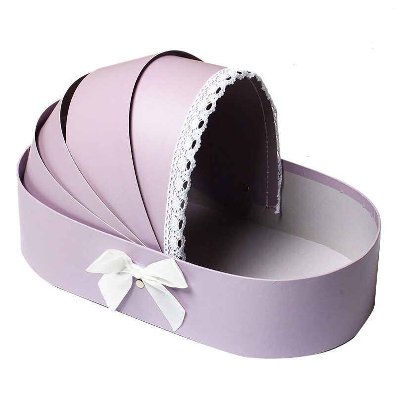 Caja de flores de cuna, Cajas de románticas para flores, embalaje para boda, decoración del hogar: Morado