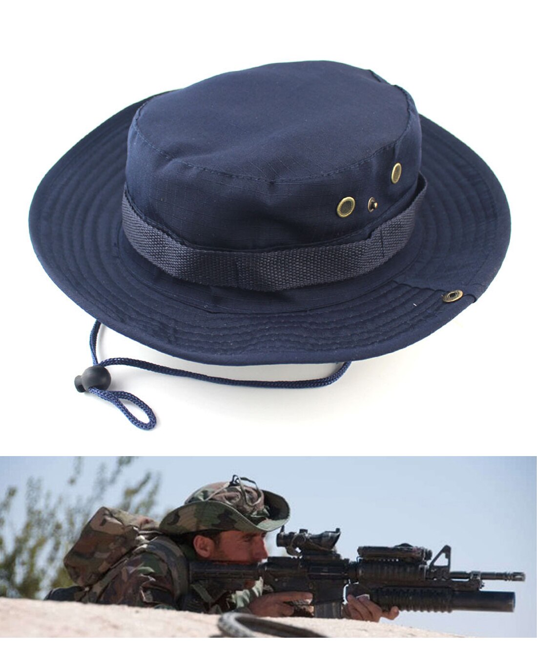 Gorros Boonie de arbusto al aire libre, gorro de pesca de camuflaje de la jungla: 4