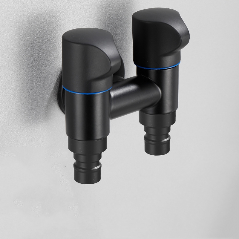 1pc Laundry Bibcock Brass Black/Black Gold Wall Mount Double Using Water Faucet Bathroom Accessories Outdoor Sink Garden Taps: B