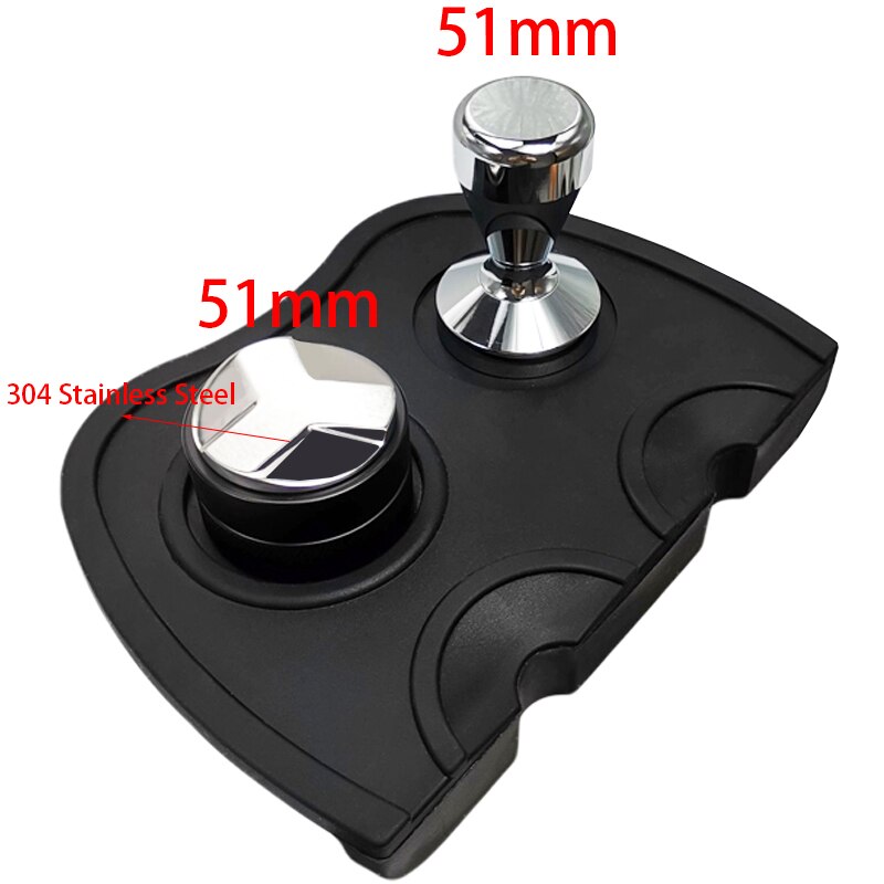 51mm 304 Stainless Steel 3 Angle Coffee Tamper and Flat Coffee Tampers With Double Coffee Mat: Option5  3Pcs