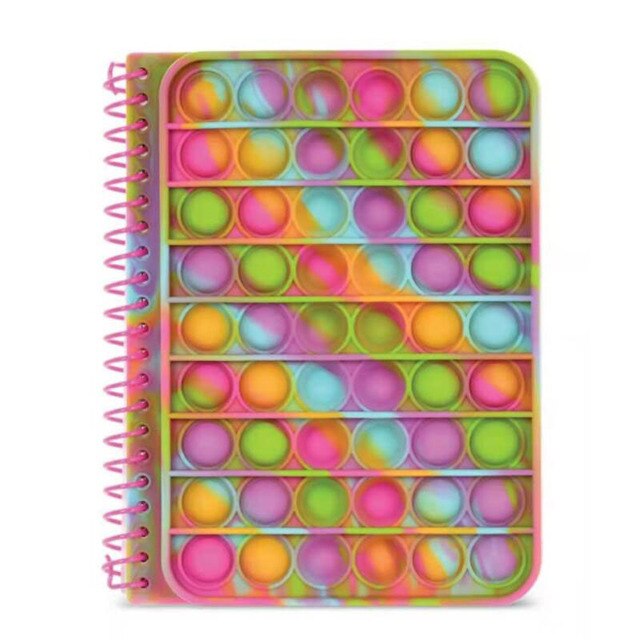 Pop Its Notebook Bubble Fidget Push Up Finger Silicone Cover Notepad Student Decompression Stationery Supplies For Kids: e