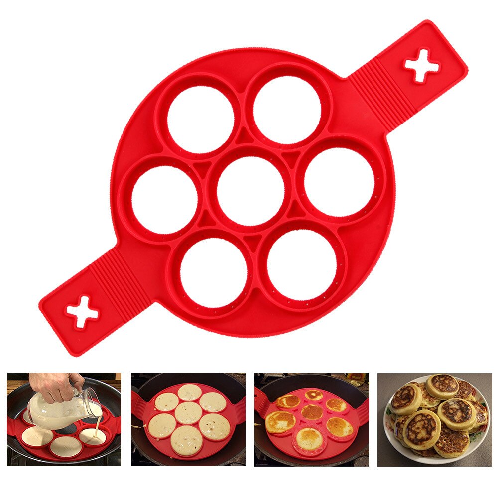 Stampo per pancake per uova stampo per uova in silicone stampi per frittate per uova fritte per cucina: 7 holes il giro