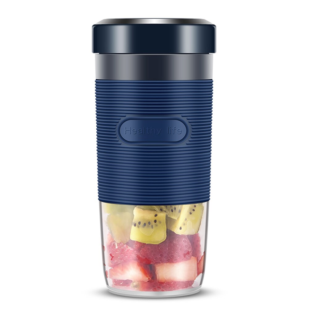 Draagbare Elektrische Fruit Juicer Thuis Usb Oplaadbare Blender Machine Sport Fles Elektrische Fruit Juicer Cup: Blue