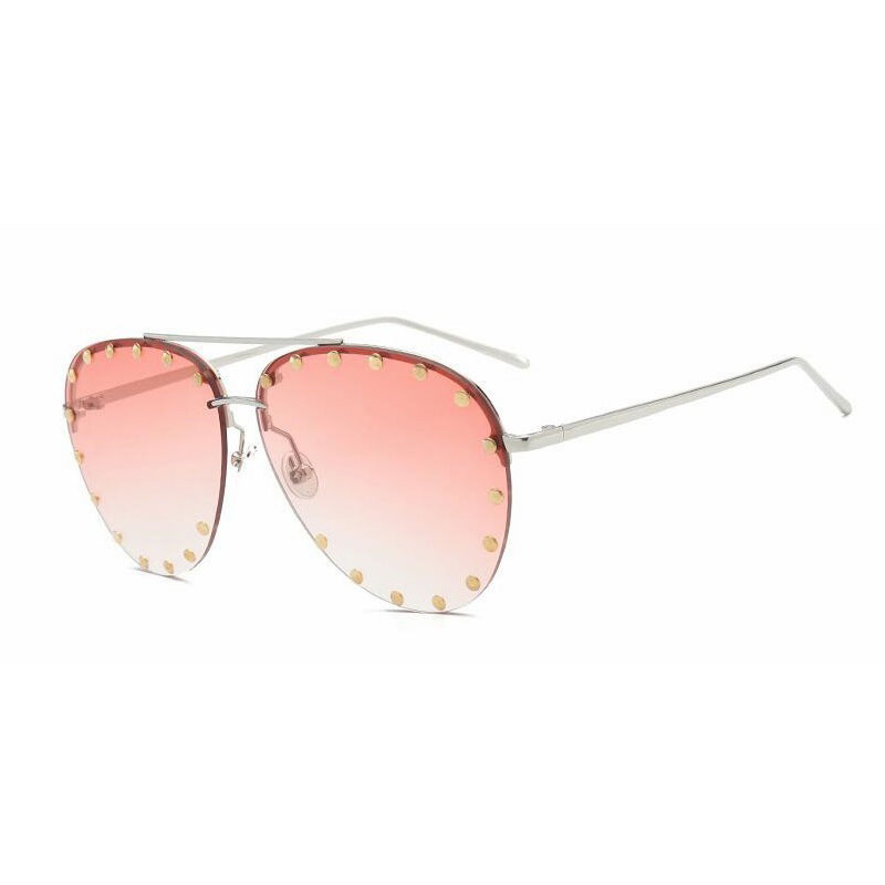 46423 Luxury Oversized Pilot Sunglasses Women Big Frame Sun Glasses Eyewear UV400 Retro Brand: C7 gradient pink