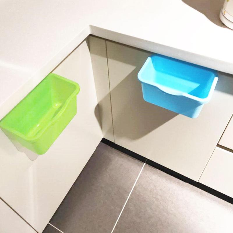 1 cubo basura colgar en la puerta del armario de cocina, cubo de basura de plástico, cesta de escritorio para almacenamiento, cubo de basura colgante, papelera V1S6