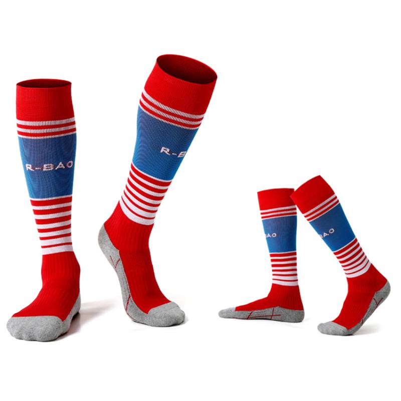 1 par fodboldstrømper knæhøje/lange bomuld nylon elastisk anti-sved åndbar fodbold strømper fodtøj tilbehør nylon elastik