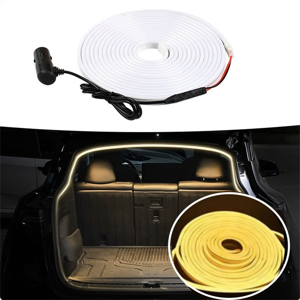 Iluminación ambiental para coche, tira de luces para maletero, iluminación ambiental de 12V, tira decorativa de inducción magnética, iluminación LED para Interior de coche
