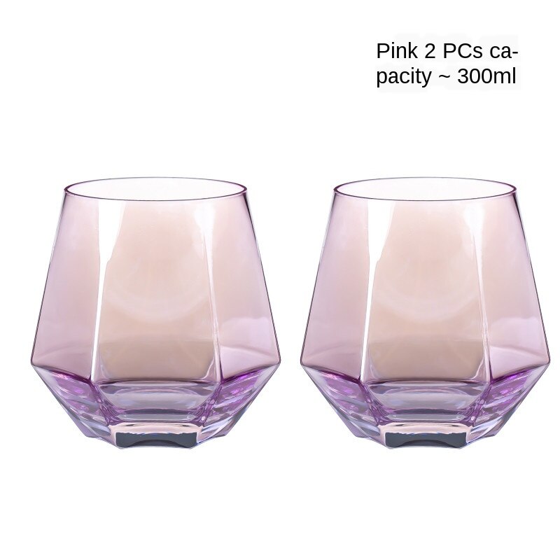 Verre coloré résistant à la chaleur, verre à Six faces, gobelets d'eau, tasse à jus de Cul, verre à boisson, haute apparence: 2PCS3