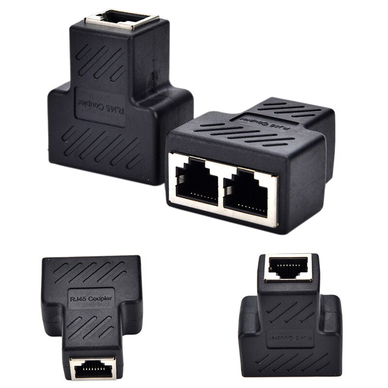 1 to 2 RJ45 Splitter Network Adapter Connector Split Cable Network Extender Extension Connector Ethernet LAN Double Ports Plug