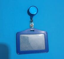 Business Badge Transparent Card Holder Bag PU Women Employee Transparent Card Cover Student PU Leather ID Name Card Holder Bags: Sky Blue