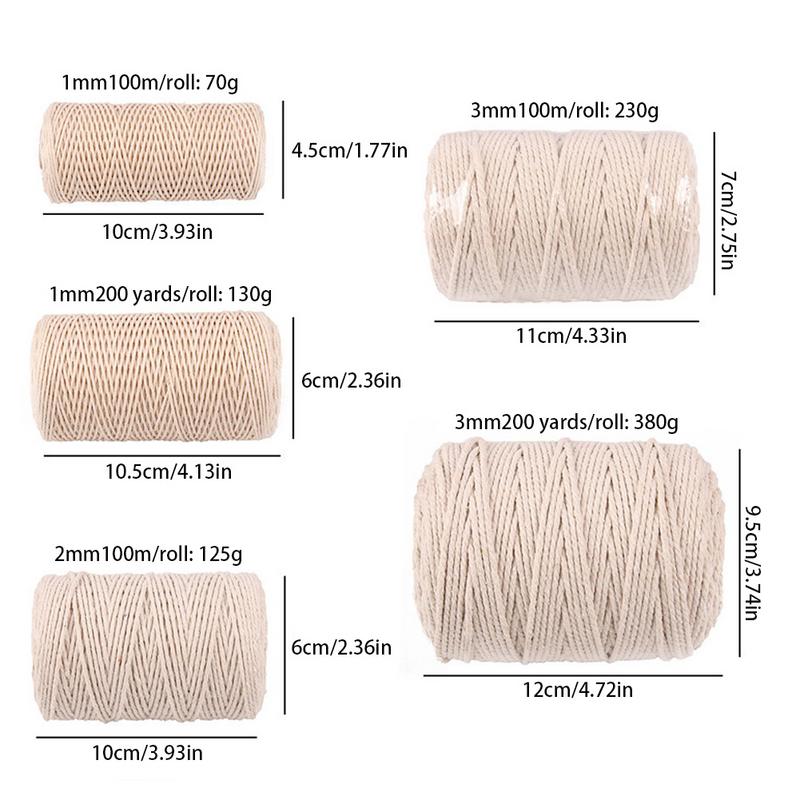 Durable Handcraft Cotton String 1mm 2mm 3mm Festive Decoration Cotton Thread DIY Handmade Home Decorative Supply 100m Cotton
