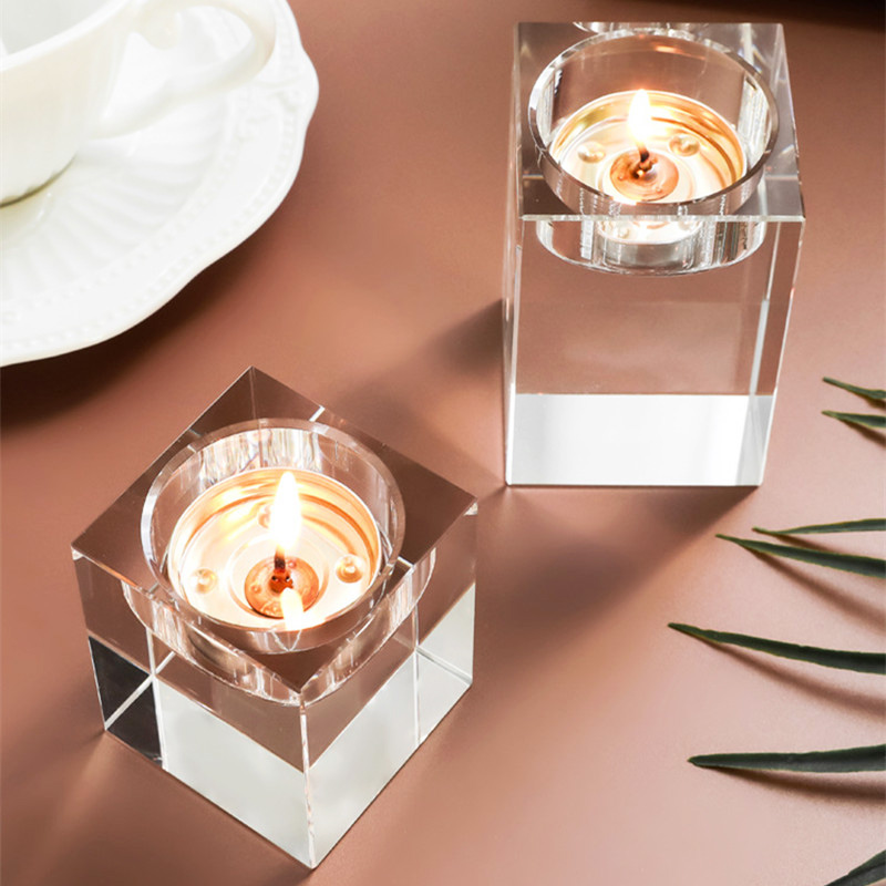 Crystal Candle Holders Clear Romantic Candle Holders Tealight Candlestick Wedding Decorations Home Party Desktop Candlestick