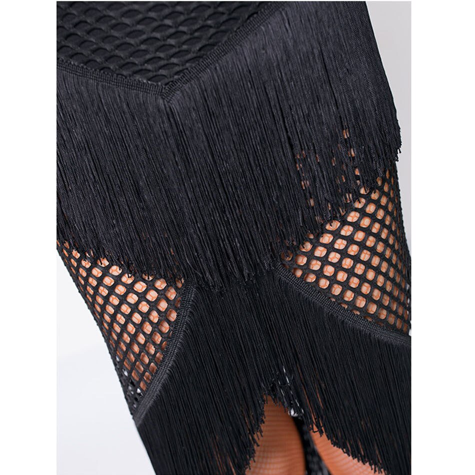 Vestido de baile latino con flecos para mujer, traje de actuación con flecos, Ropa de baile, vestidos de salón,