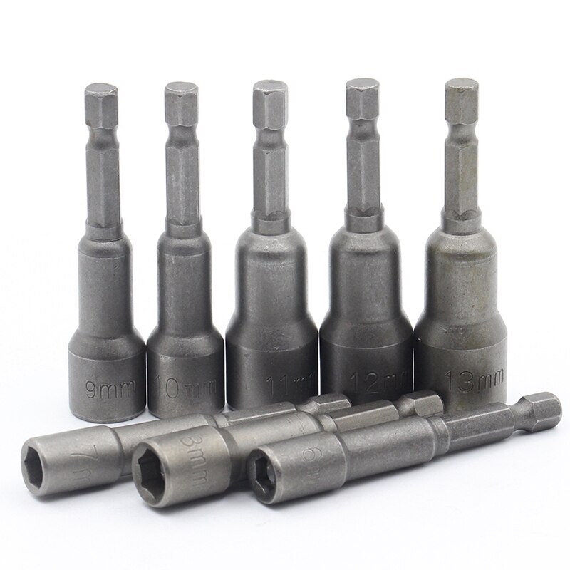15 Pcs 5 Mm~19 Mm Magnetic Nut Driver Set Metric Socket 1/4 Inch Hex Shank Impact Drill Bit Adapter For Power Too