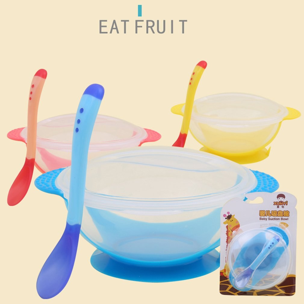 Temperature Sensing Feeding Spoon Child Tableware Food Bowl Learning Dishes Service Plate/Tray Baby Dinnerware Set