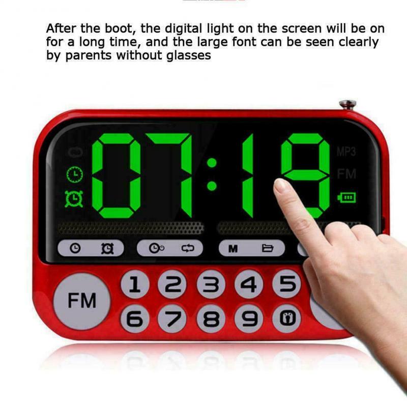 Portable Elderly Radio Mini FM Radio Stereo Built-In Speakers Music Backlight Player Card Time Display+timer Shutdown Home Radio