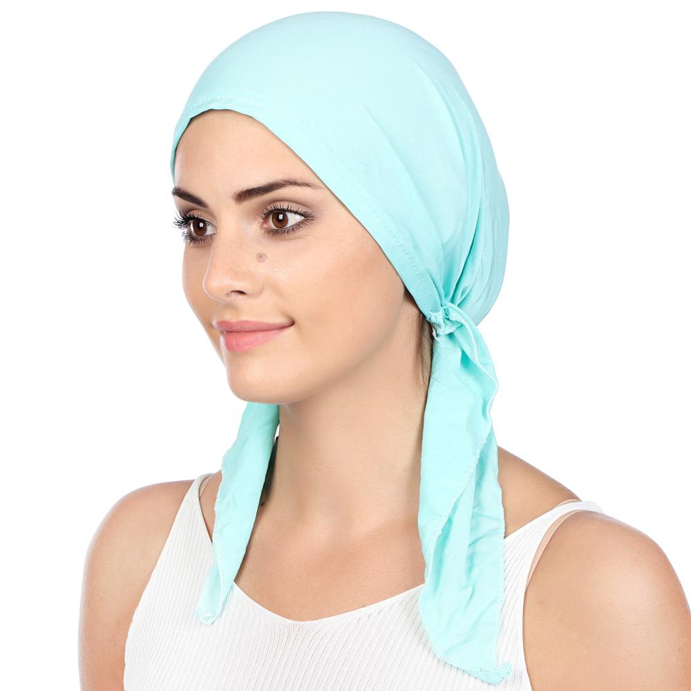 Gorro de hijab musulmán para mujer, pañuelo árabe para la cabeza, listo para usar, turbante, color sólido: 5
