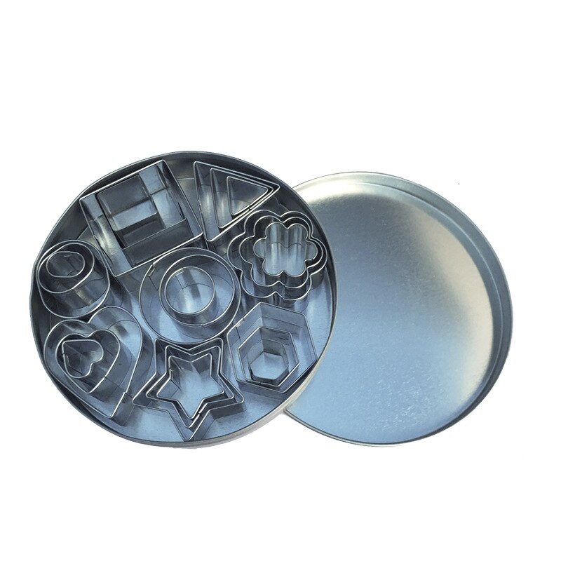 24pcs Stainless Steel Cookie Cutter Tools Circle Triangle Square Shaped Biscuit Pastry Mold Cake Decorating Baking Kitchen Tools