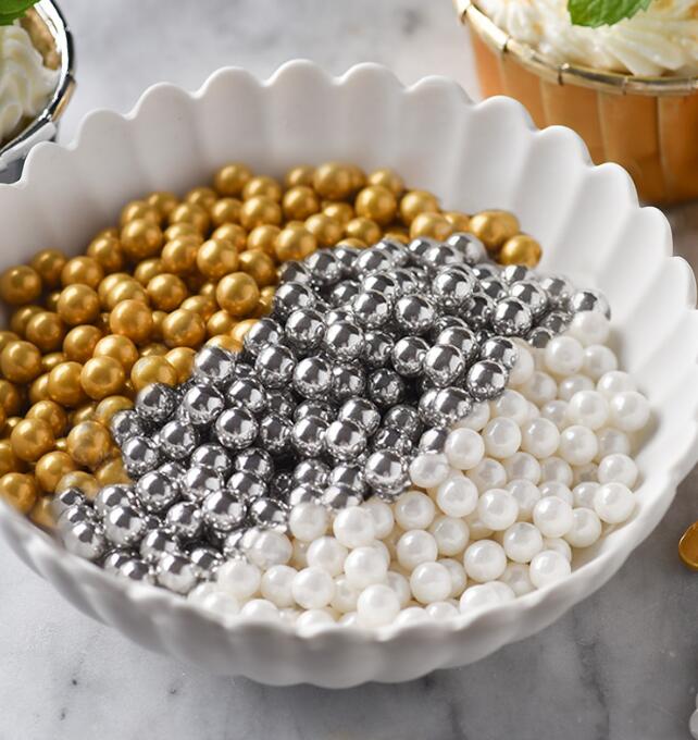 130G/20G Goud Zilver Kralen Eetbare Parel Suiker Bal Fondant Diy Cake Bakken Cookie Decoratie Suiker Snoep klei 4/6/7Mm Gyh