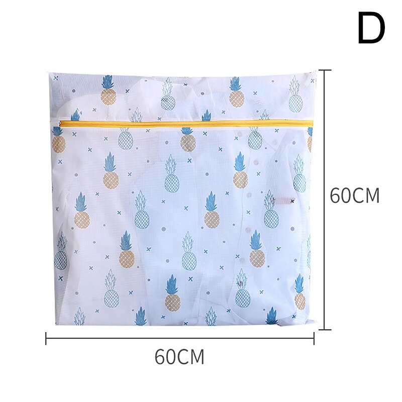 Pineapple Printing Zippered Mesh Laundry Bag Polyester Washing Net Bag For Underwear Sock Washing Machine Clothes Bra Bags: D