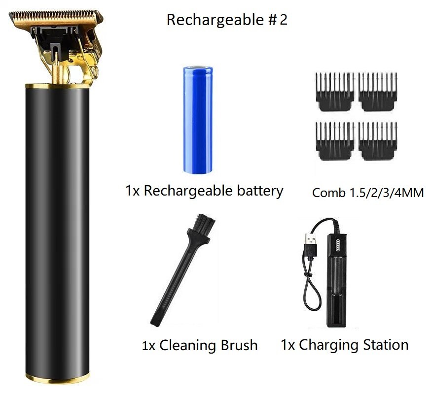 100-240V Pro Hair Clipper Rechargeable Beard Trimmer for Men Kids Barber Hair Cutting Machine Razor Cordless 0mm T-blade Cutter: Option B