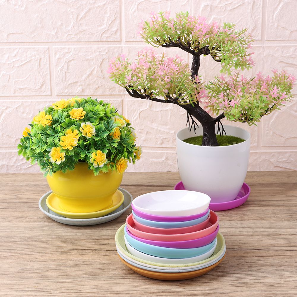 2Pcs Plastic Flower Pot Durable Heavy Duty Plastic Tray Saucers Indoor Outdoor Plant Saucer Drip Trays