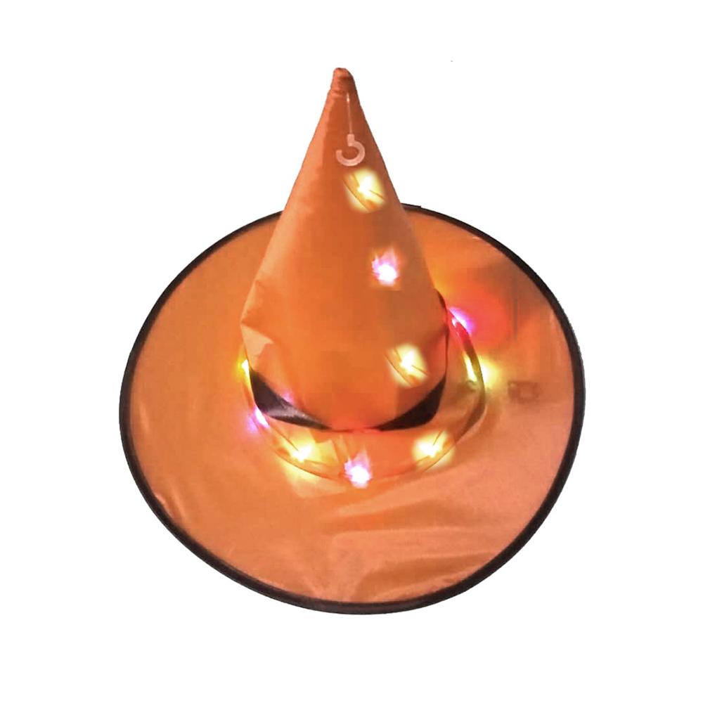 Stil halloween hekse hat med led lys glødende hekse hat hængende halloween indretning suspension træ glødende hat til børn: Orange