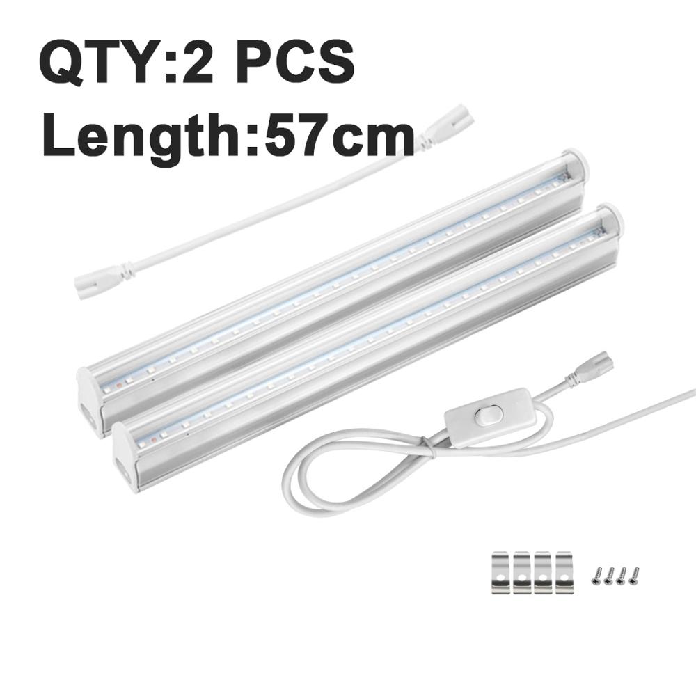 Komplett sett vokselys ledet fullspekter bar  t5 -rørs lampe plantas dyrkingslys til planter jardin drivhus hydroponics: 2 stk 10w 57cm / oss støpsel