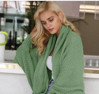 Batwing manga cardigan de malha suéteres moda feminina oversized encolher camisola outono inverno quente longa camisola jumpers: green