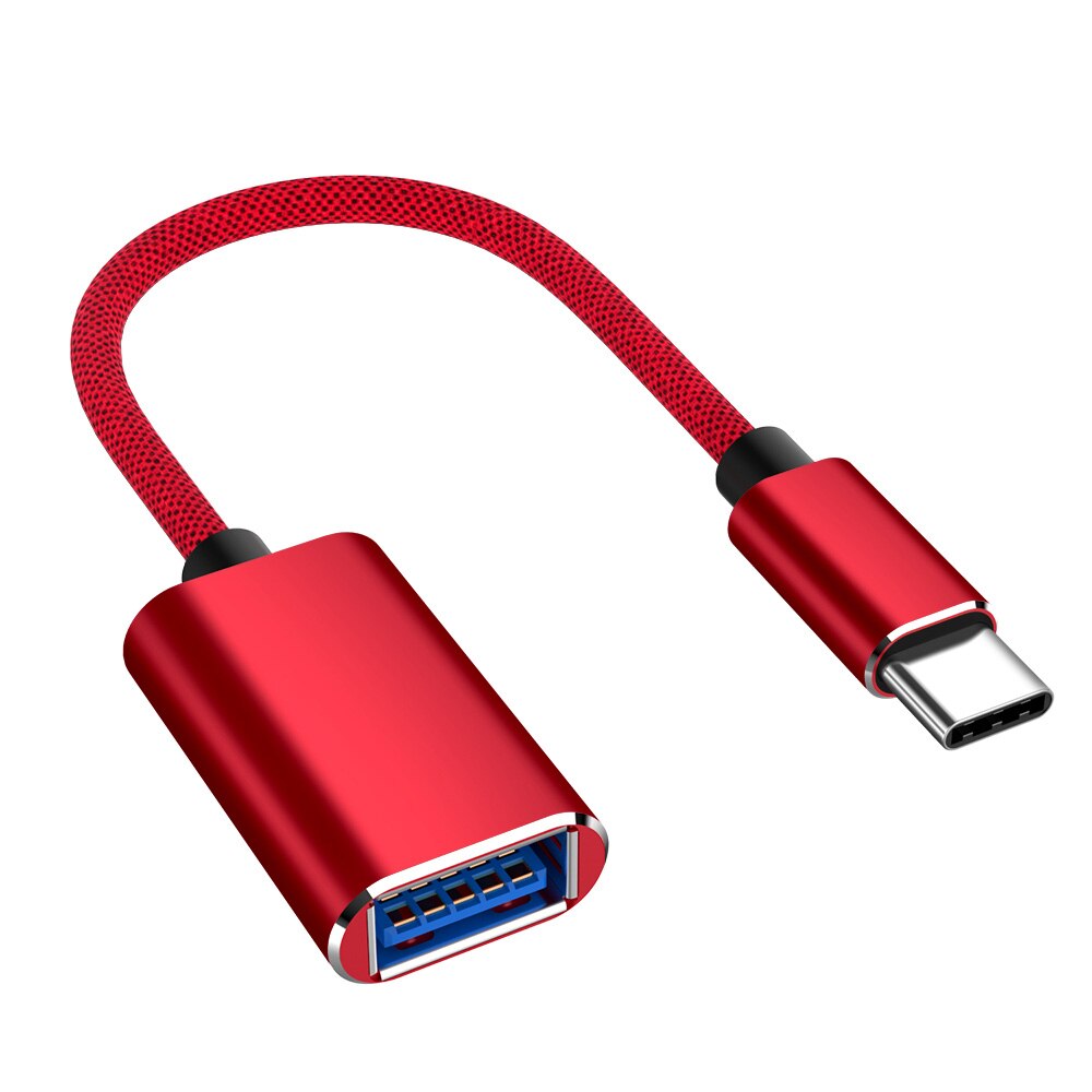 USB-C OTG câble type-c mâle à USB 2.0 femelle convertisseur métallique USB 2.0 à type-c OTG pour Samsung S10 S9 Macbook Xiaomi Mi8 Huawei: Rouge