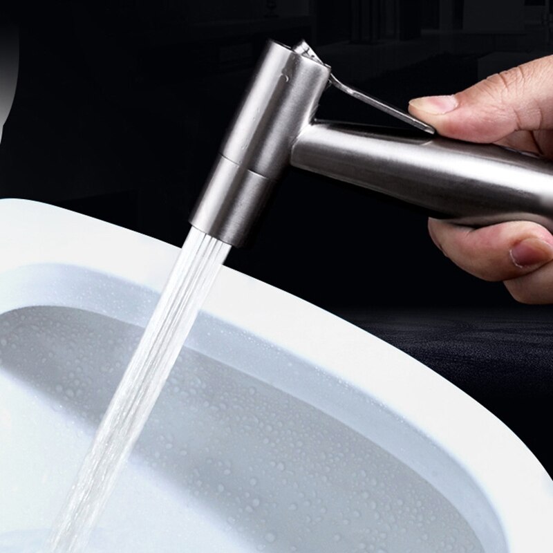 Zilver Handheld Wc Spuit Roestvrij Staal Spuit Kit Bidet Spray Voor Toilet Voor Douche Sproeier Wall Of Wc