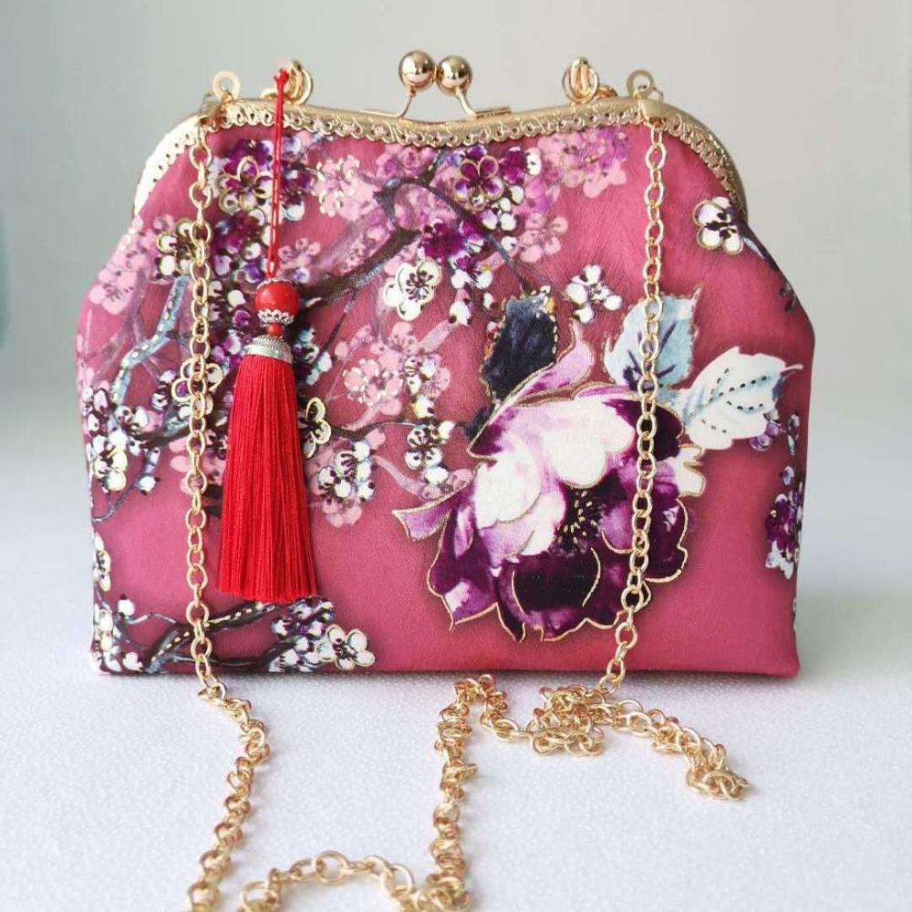 Bolsa feminina pura feita à mão para casamento, chique, bolsa escudo, cadeia, designer vintage, bolsa crossbody de ombro