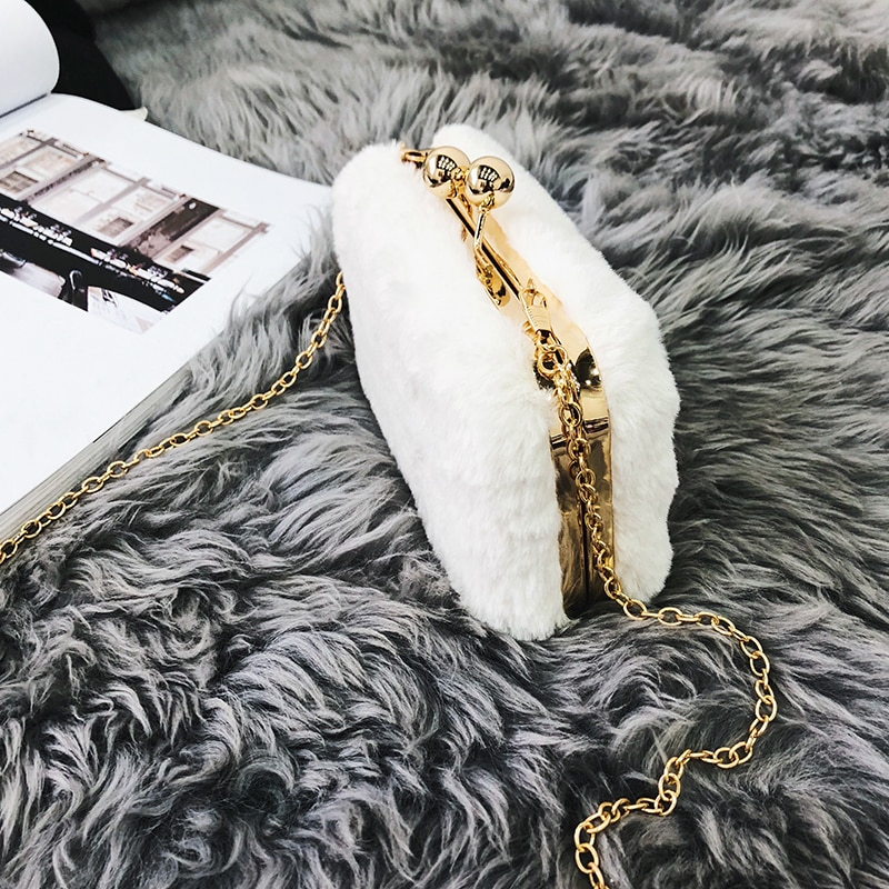 Lykanefu vinter aftentaske dame clutch pung kvinder taske med kæde bryllup clutches fest håndpunge små skuldertasker