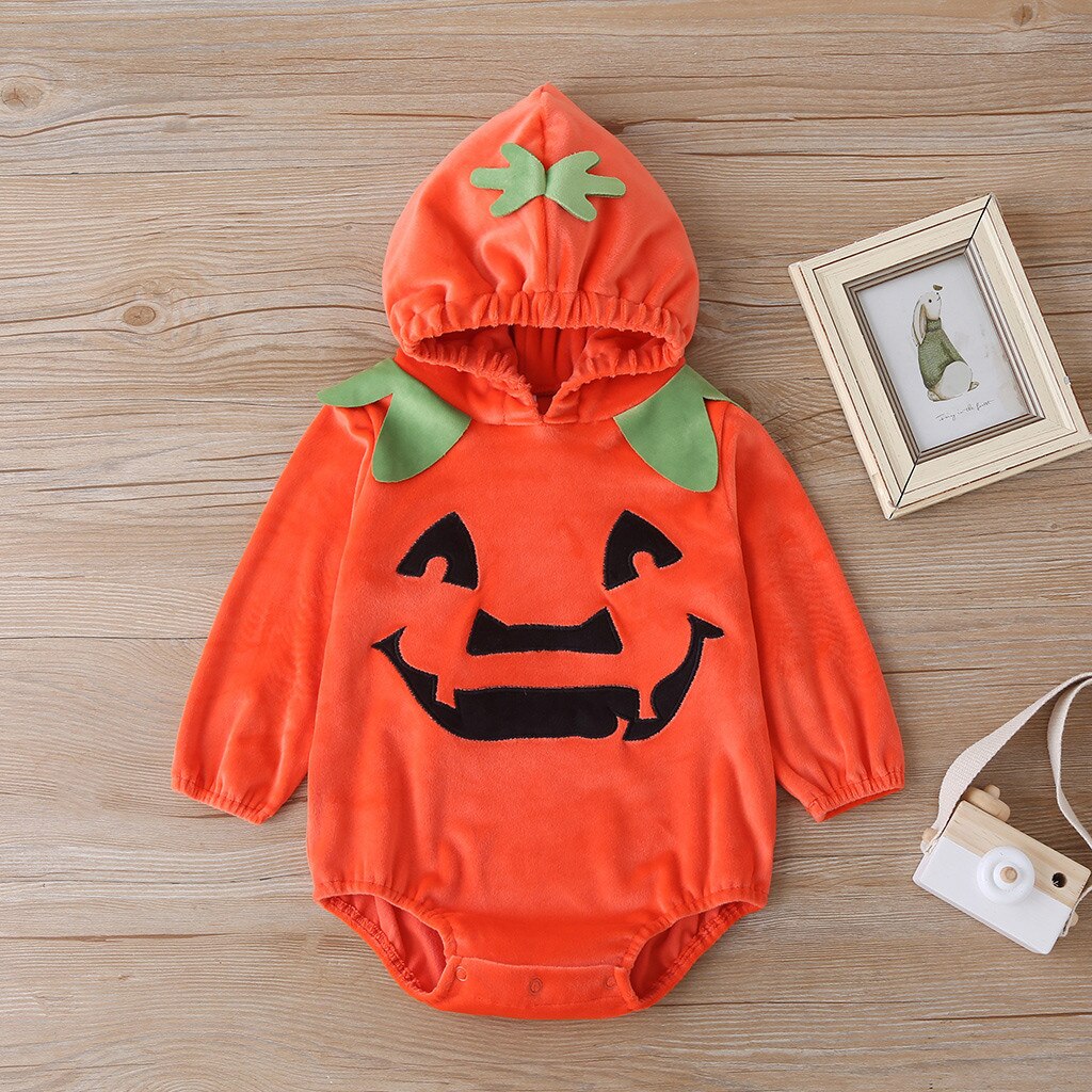 Mon premier Halloween 3m-24m bébé barboteuse -né bébé garçons filles à manches longues Halloween citrouille veste à capuche barboteuse -né salopette @ 46