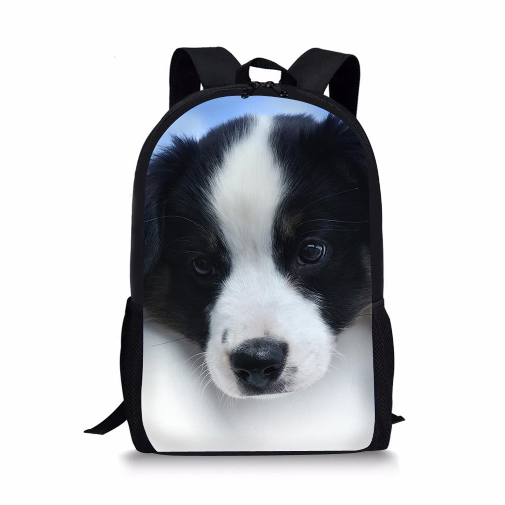 3D Border Collie Dog Print Backpack SchoolBags for girls boys teenager orthopedic school bag packbags mochila escolar bookBag: BJMQ05.jpg