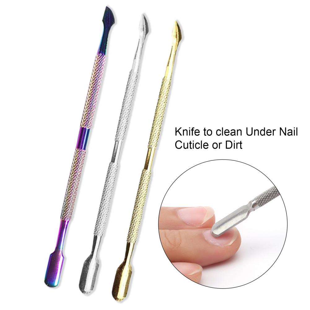Cuticle Pusher Double Head Remove Dead Skin Nail Cuticle Remover Stainless Steel Nail Polish Remover Tool for Manicure