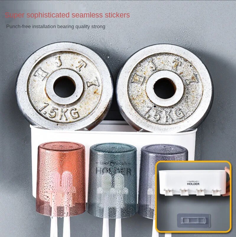 Tannbørsteholder veggsett tannbørstekopp munnskyllekopp tannkrempressetannkopp husholdningsvaskbordhylle