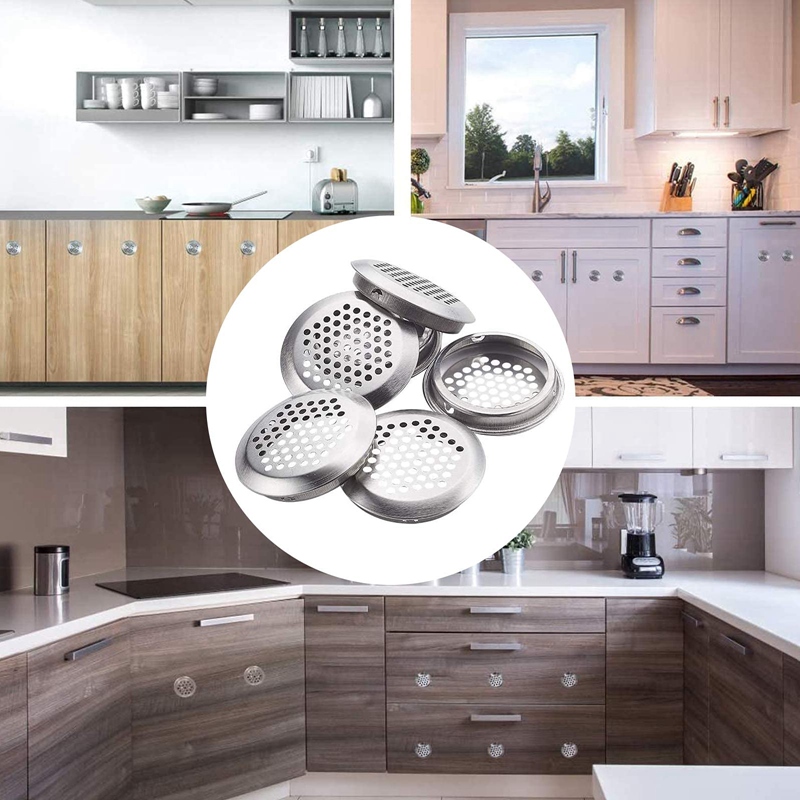 40Pcs Circular Air Vents 2.1 Inch(53Mm) Soffit Vents Stainless Steel Round Vent Mesh Hole Louver For Cabinets, Wardrobes