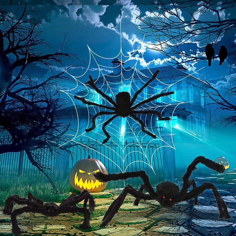 Halloween Spider Decoraties Scary Giant Spider Set Met 3 Grote Nep Spider Voor Venster En Yard Outdoor Halloween Decor