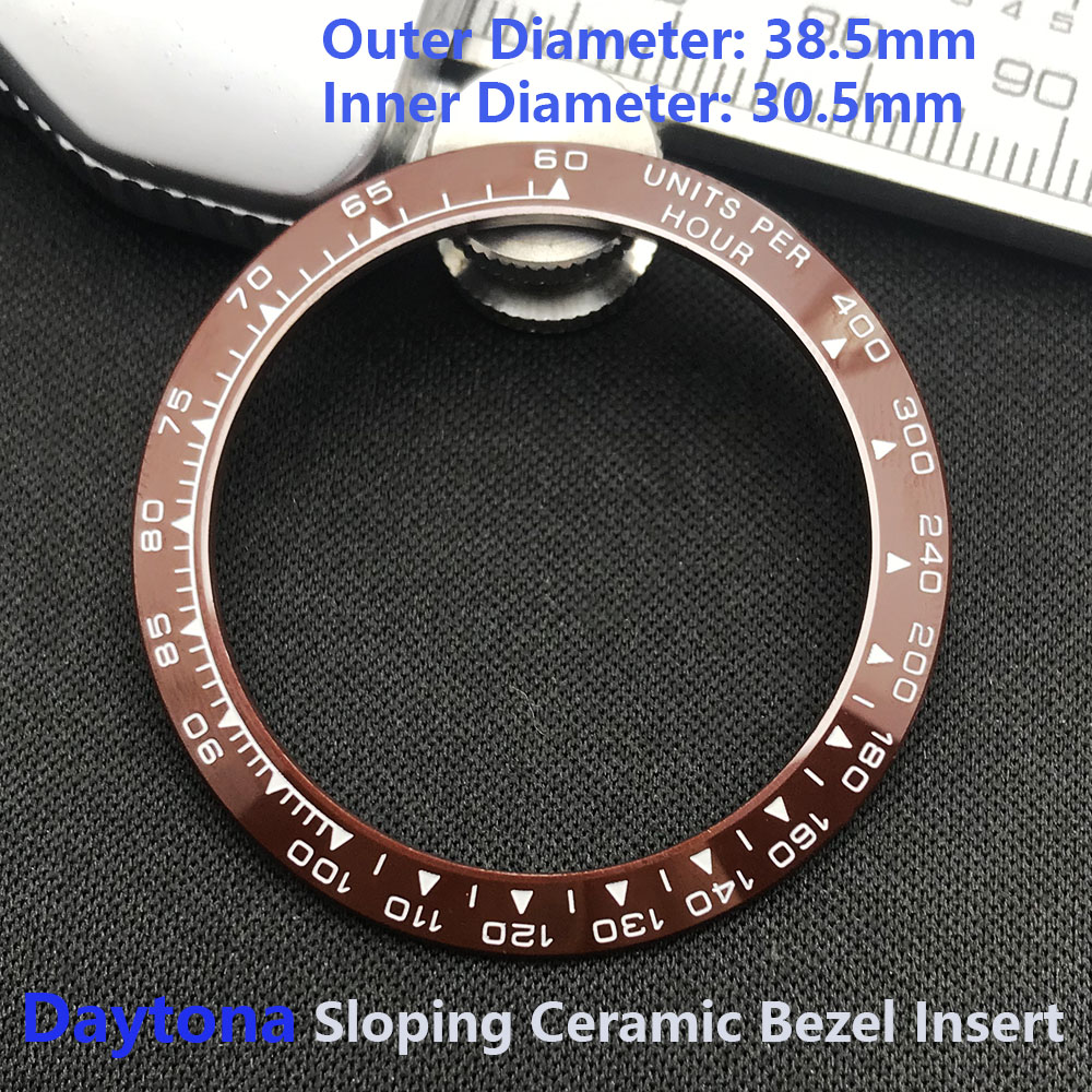 Insert de lunette en céramique incliné Daytona 38.5*30.5mm pour pièces de montre Daytona (non lumineuse: Or