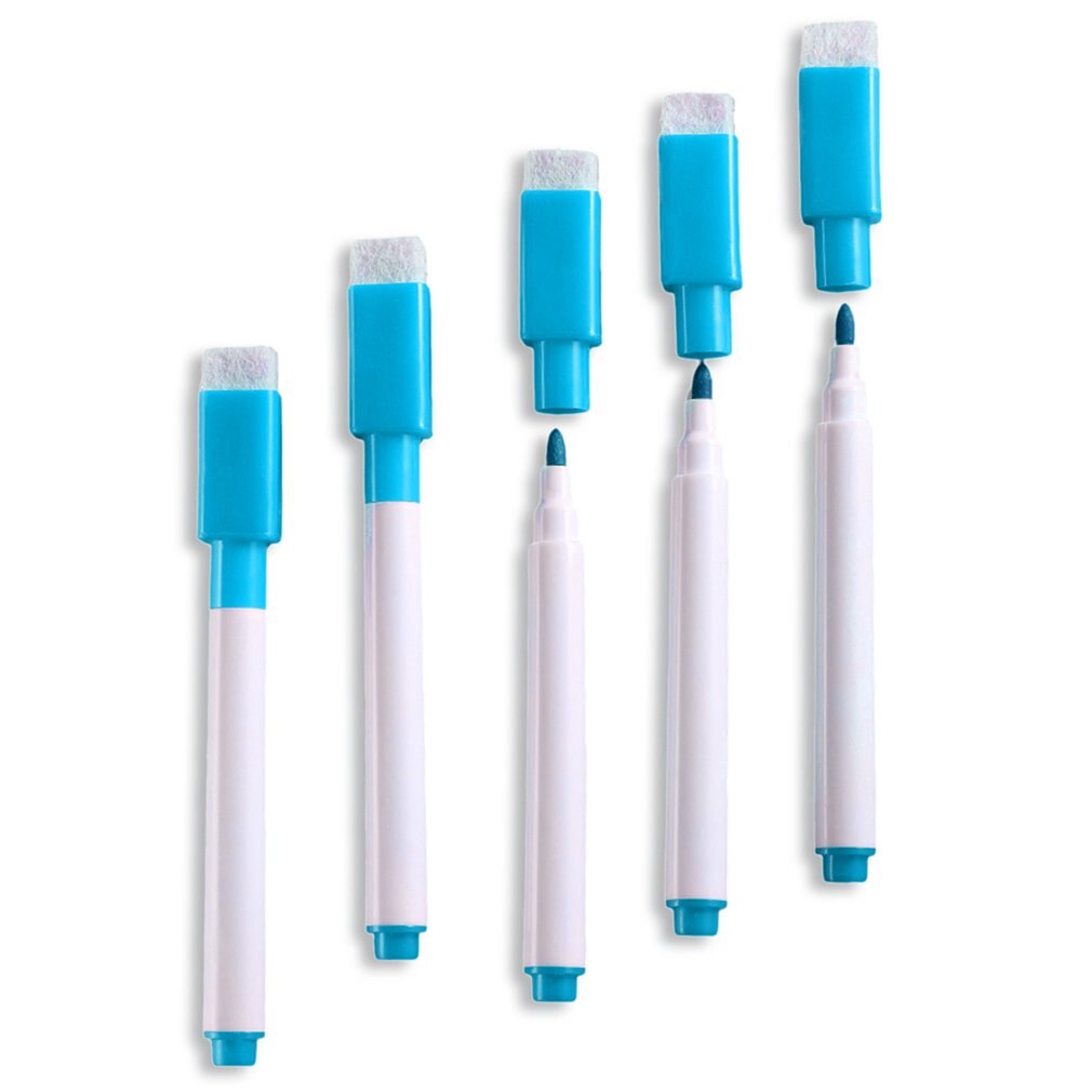 5 Stks/partij Zwarte School Klaslokaal Whiteboard Pen Droog White Board Markers Gebouwd Gum Student Kinderen Tekening Pen Board Markers: Blauw