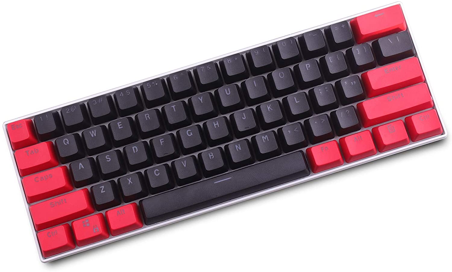 Pbt keycap 61 nøgle rød og sort dobbelt farve baggrundsbelysning keycaps universal kolonne til ikbc cherry mx annie mekanisk tastatur
