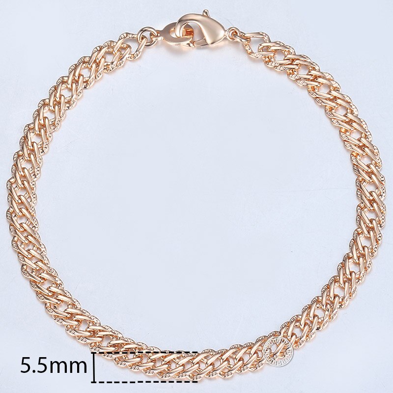 Sieradenset voor dames, 585 roségouden armbanden en kettingen, gehamerde venetiaanse ketting, sieraden 5.5mm kcs 03