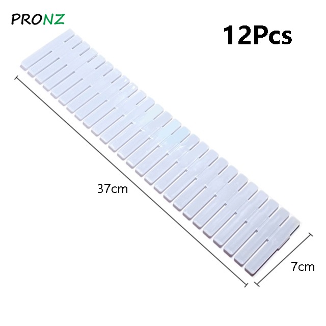 Drawer Organizer DIY Adjustable Storage Partition Board Plastic Drawer Divider Combination Partition Board Space-saving: 12Pcs--Light Blue