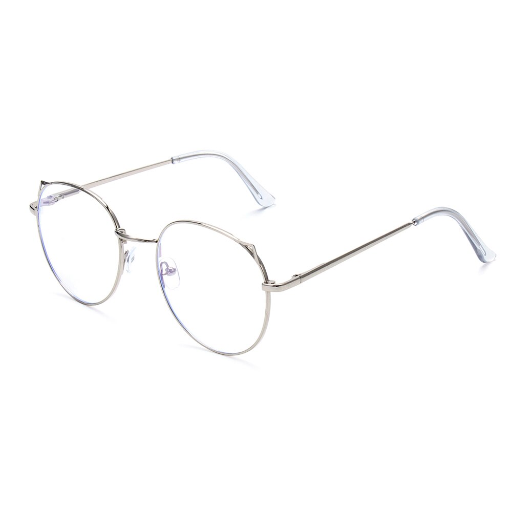 Klassiske computerspil briller anti blå lyse briller runde cirkel retro  uv400 metal briller stel til vandreture: Sølv hvid ramme