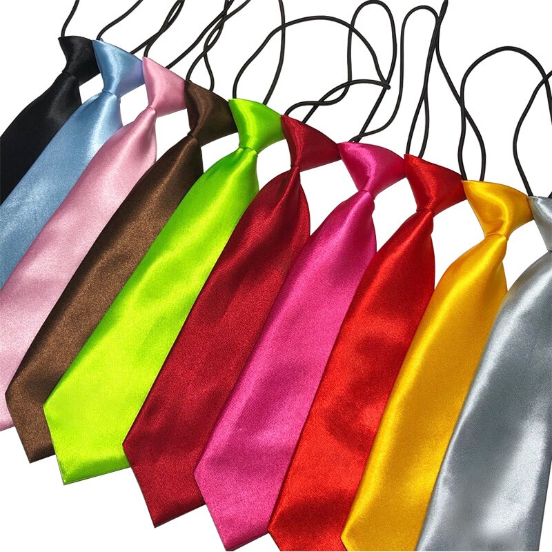 Cravate élastique à la pour garçons et filles, pour enfants, pour mariage, couleur unie
