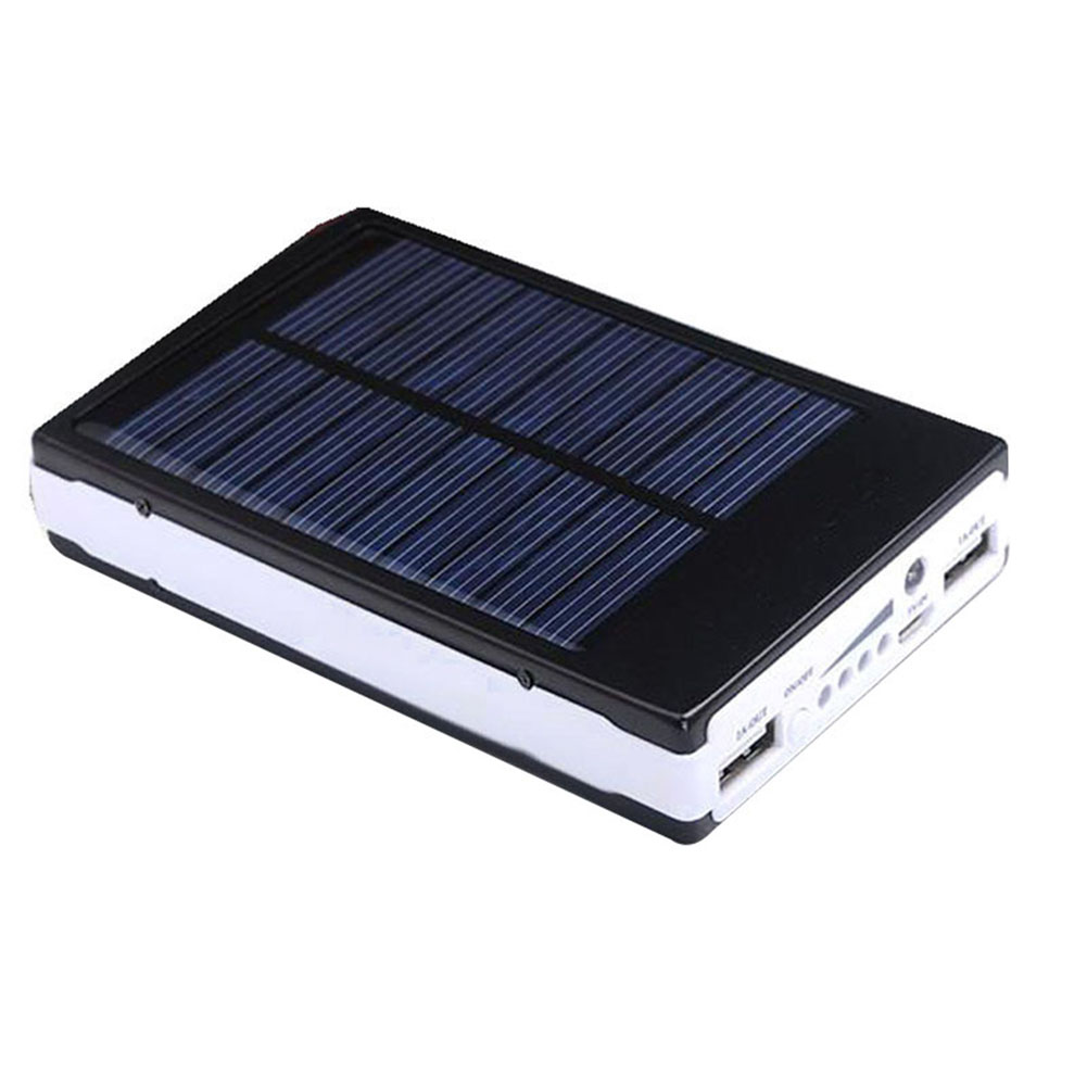 Dual Usb Solar Mobiele Power Bank Nestelen Draagbare Batterij Oplader Doos Camping Licht Pr: Black